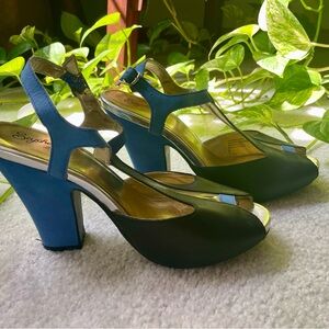 Seychelles Black, Blue and Silver Heels